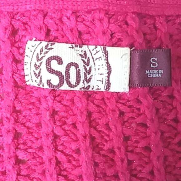 SO Sweater Hot Pink Metallic Thread Scoop Neck Tunic Hi Low Split Hem Y2… - Picture 13 of 15